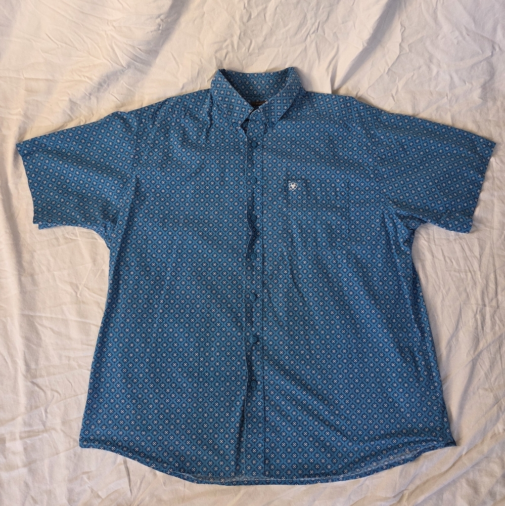 Ariat Teal Geometric Men's Button Down Shirt